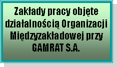 Pole tekstowe: Zakłady pracy objęte działalnością OrganizacjiMiędzyzakładowej przy GAMRAT S.A.